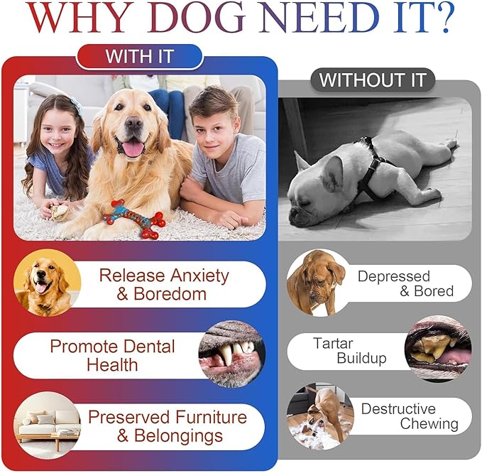 Tough Dog Toys for Aggressive Chewers, Indestructible Dog Chewers for Medium Large Breeds, Dogs Chew Toys Bone, Dogs Toys to Keep Them Busy, Boredom Toy for Large Breed, Bacon Flavor