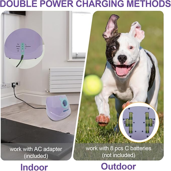 BESTHLS Automatic Dog Ball Launcher Interactive Tennis Ball Thrower Machine for Small Medium Dogs Fetching Distance 10-30ft (Purple, Remote Included)