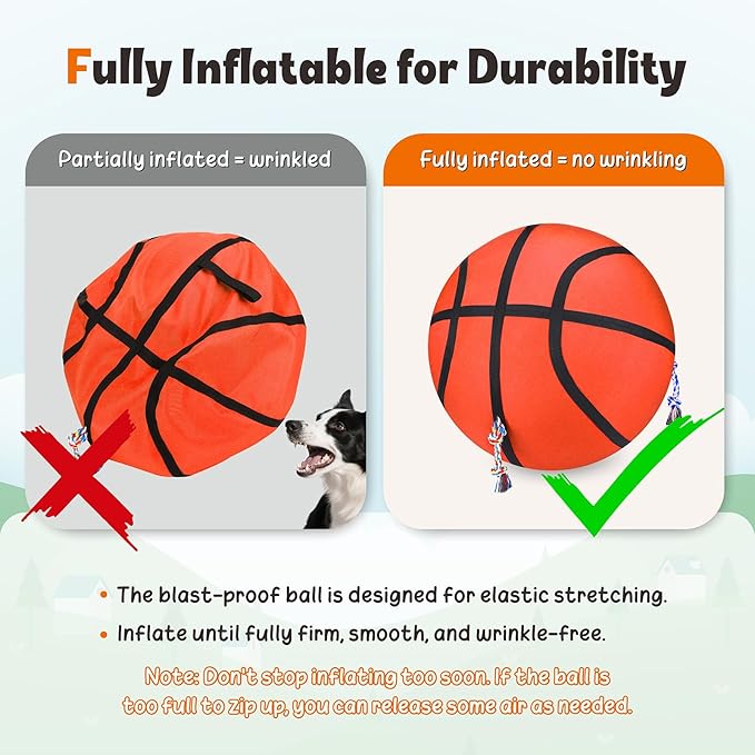 25" Herding Ball for Dogs, Upgrade & Reinforce Medium to Large Dog Training Toys for Australian Shepherd, Horse Balls with Gnawing Knots, Dog Jolly Ball for Outdoor Play (Orange)