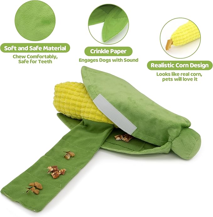 Dog Enrichment Toy, Squeaky and Crinkle Mental Stimulation Puzzle Toy, Machine Washable Treat Hiding Game for Anxiety Relief & Interactive Play