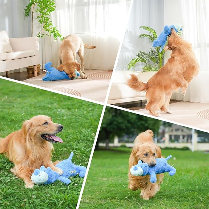 Hero Giant Chuckles Plush Dog Toy - Dog Squeaky Toys - Durable Toy with Grunt Squeaker, XL, Rhino