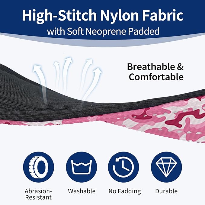 Reflective Dog Collar with Soft Padding Dog Collar for Medium & Small Dogs, No Pull, Heavy Duty, Adjustable Nylon Collar with Quick-Release Buckle, Walking Training-Pink camo-M