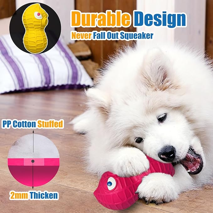 Squeaky Dog Toys for Medium Dogs Toys Squeaky - Latex Dog Squeaky Toys, Cute Peanut Dog Toys for Large Dogs, Medium Breeds 3pcs
