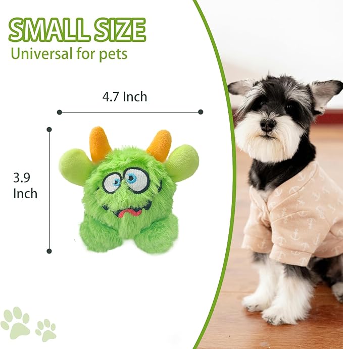 Plush Squeaky Dog Toy Ball, Dental Care, Skin-Friendly and Soft and Relieve Stress,Dog Training Interactive Pet Cute Plush Fashionable Toy Ball (Green,Small)