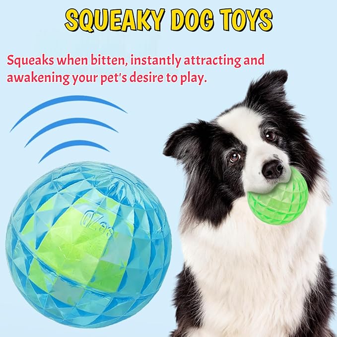 3Pcs Dog Ball Toy for Aggressive Chewers Cute Interactive Fetch Toys Tennis Ball Included Floating Squeaky Durable Pack of 3