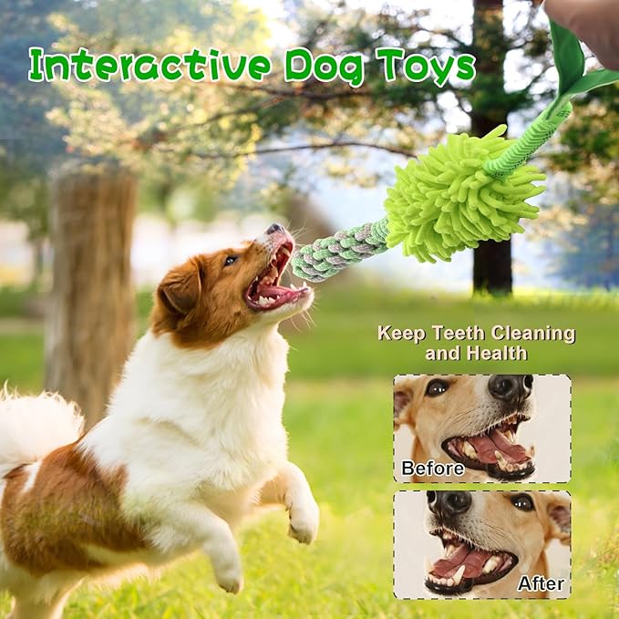 wodoca Dog Rope Toy Tug of War Dog Toy for Aggressive Chewers, Interactive Puppy Chew Toys Rope with Strong Squeak, Knots Cotton for Teeth Cleaning, Training Medium, Large Dogs