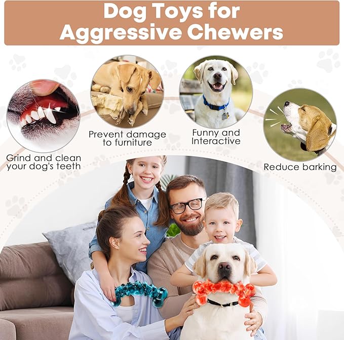 Dog Toys for Aggressive Chewers - Super Chewer Dog Toy for Large Dogs - Durable Tough Chew Toy - Indestructible Dogs Toys for Medium, Large Breed