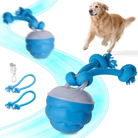 Interactive Dog Toys, Dog Toys to Keep Them Busy with Squeaky, Active Moving Dog Ball for Puppy and Medium Dogs, Durable Power Tail 2.0 Dog Toy，USB Rechargeable
