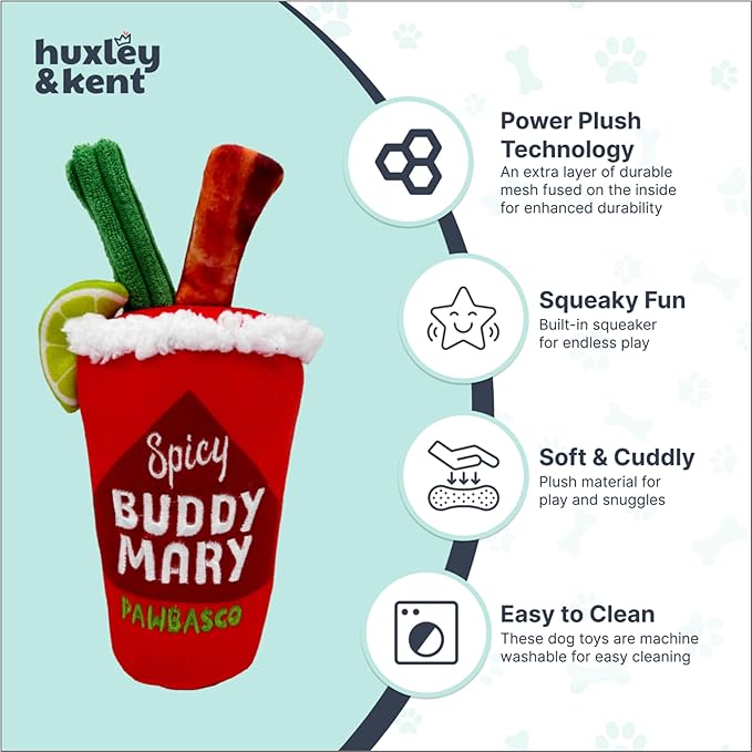 Huxley & Kent Funny Dog Toy w/Squeaker – Power Plush Squeaky Dog Toys for Small, Medium & Large Dogs – Soft Stuffed Animal for Indoor Play & Fetch - Buddy Mary, Large