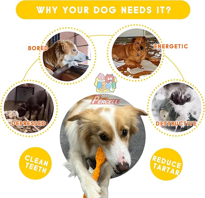 7-1/2" Dog Chew Toys - Thermoplastic Rubber Dog Chew Spiral Bone with Chicken Flavor, for Medium Large Dogs (Chicken)