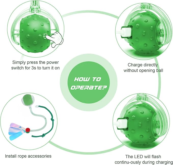 Interactive Cat Toys Ball for Indoor Cats,[2025 Newly Upgraded] Agile Moving Cat Ball with Elastic Mesh Tail,Automatic Kitten Toys for Bored Indoor Adult Cats,Motion Activated (Green)