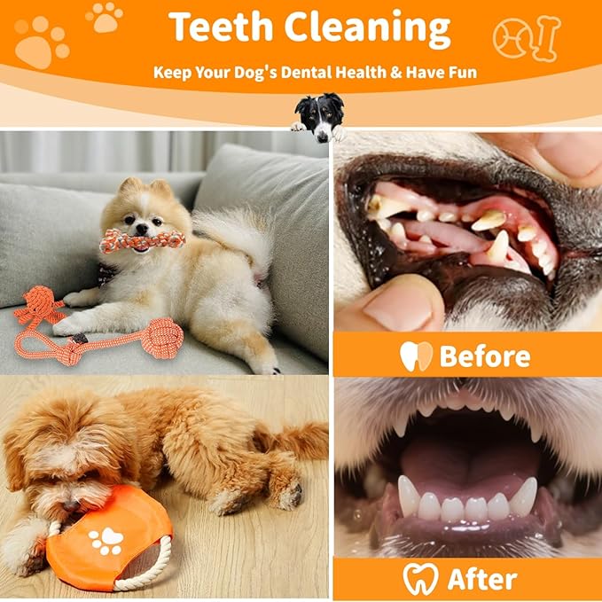 Dog Rope Toy 8 Pack - Tug of War Dog Toy, Sturdy Cotton Chew Rope Toys for Dogs, Puppy Chew Toys for Teething & Boredom Relief