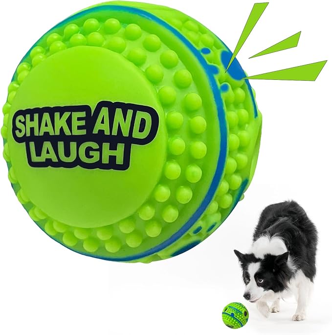 Spiky Interactive Dog Toys Ball, Shaking with Gibbering Sound, for Training, Teeth Cleaning & Herding, Straight, L, 3.94 in (10 cm)