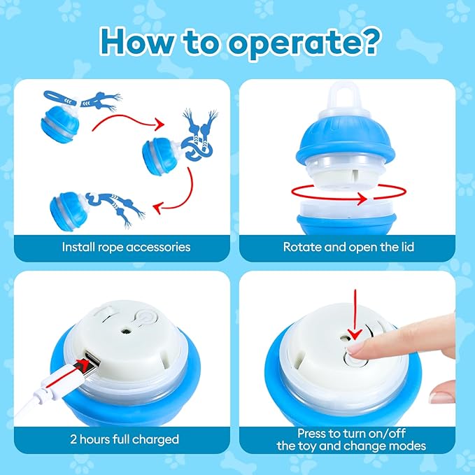 Interactive Dog Toy with Automatic Motion-Activated Squeaky Sound & Stimulation, Durable Puppy Chew Toys for Small/Medium Dogs – Training Treat Ball for Boredom, Anxiety Relief, and Teething Puppies