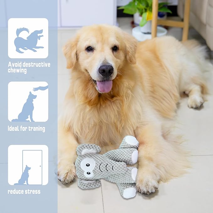 Bzonsmart Dog Toys, Squeaky Plush Dog Toy for Puppy Small Medium Dogs, Cute Soft Stuffed Puppy Toys for Teeth Cleaning and Boredom