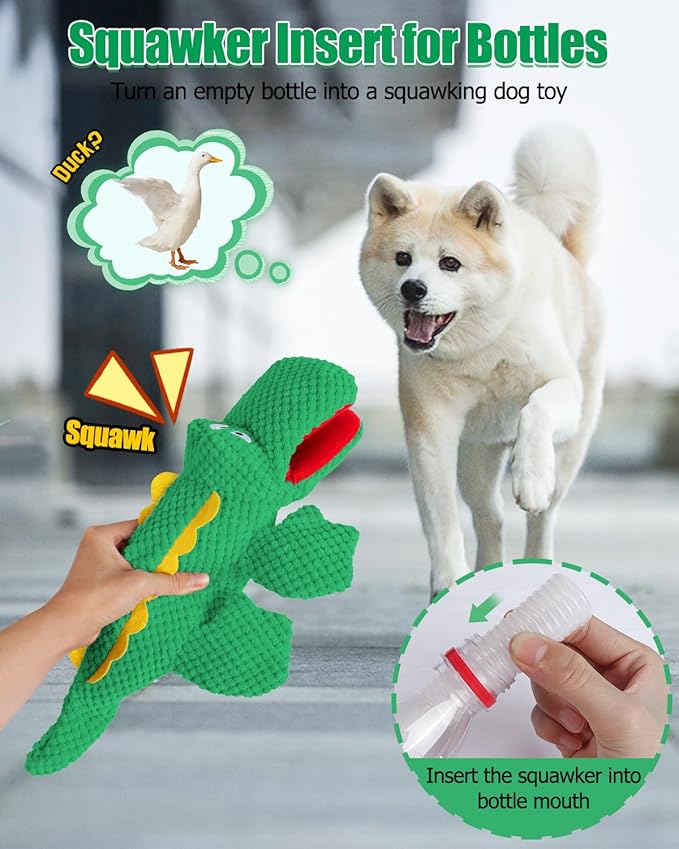 SCHITEC Squeaky Dog Toys, No Stuffing Crinkle Plush Water Bottle Dog Toy, Interactive Squawking Puppy Teething Pet Chew Toy for Small Medium Large Dogs
