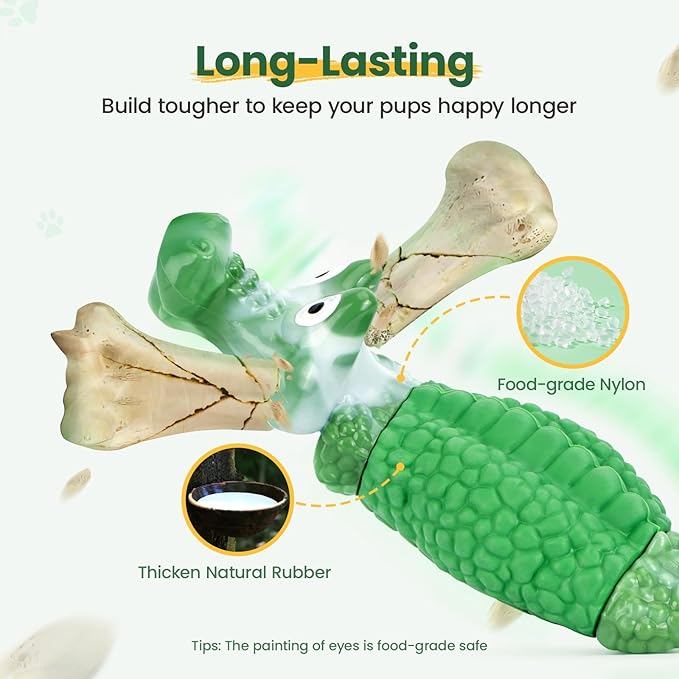 HGB Dog Chew Toys for Aggressive Chewers, Squeaky Indestructible Dog Toy to Keep Them Busy & Reduce Boredom for Medium, Large Breed, Peanut Flavor