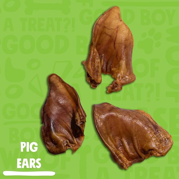 Natural Whole Pig Ears for Dogs Large, Pigs Ears for Dogs - Premium Dog Ear Treat - Dog Chew Treats for Large and Small Breeds (8 Pack)
