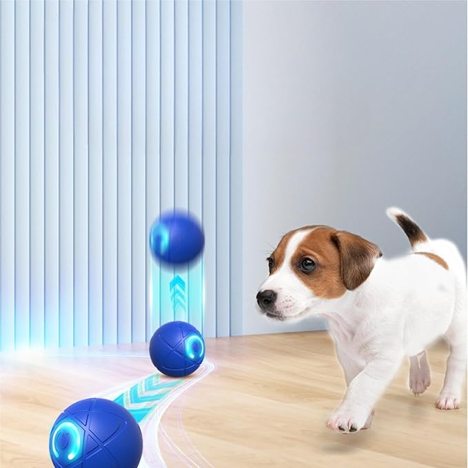 Interactive Smart Jumping Ball for Dogs from Elastic Fun and Efficient Playtime.Jumping Ball Dog Toy,Suit Small,Medium, and Large Dogs (Double Blue)