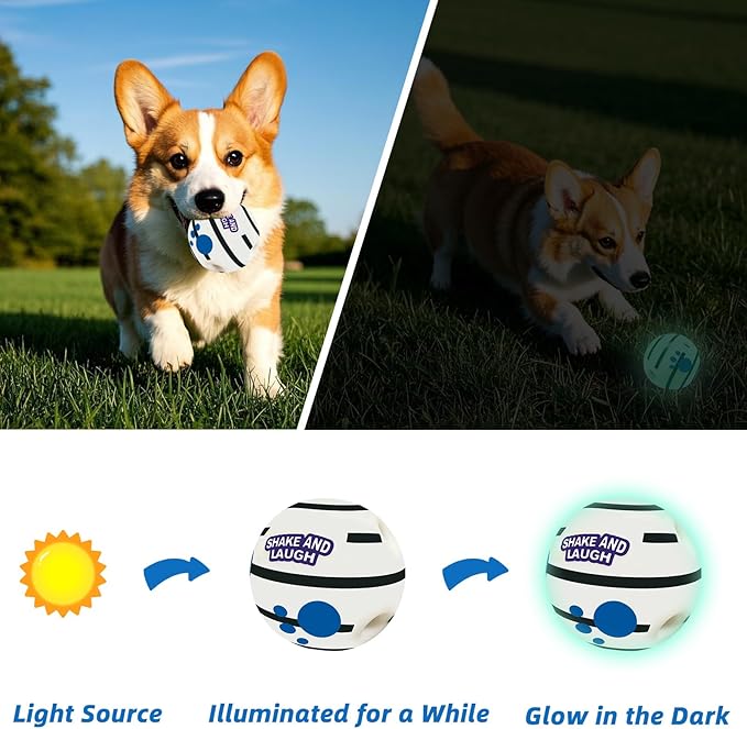 Glow in The Dark Dog Toys Ball, Interactive Dog Ball, Shaking with Gibbering Sound, XL, 5.51 in (14 cm)