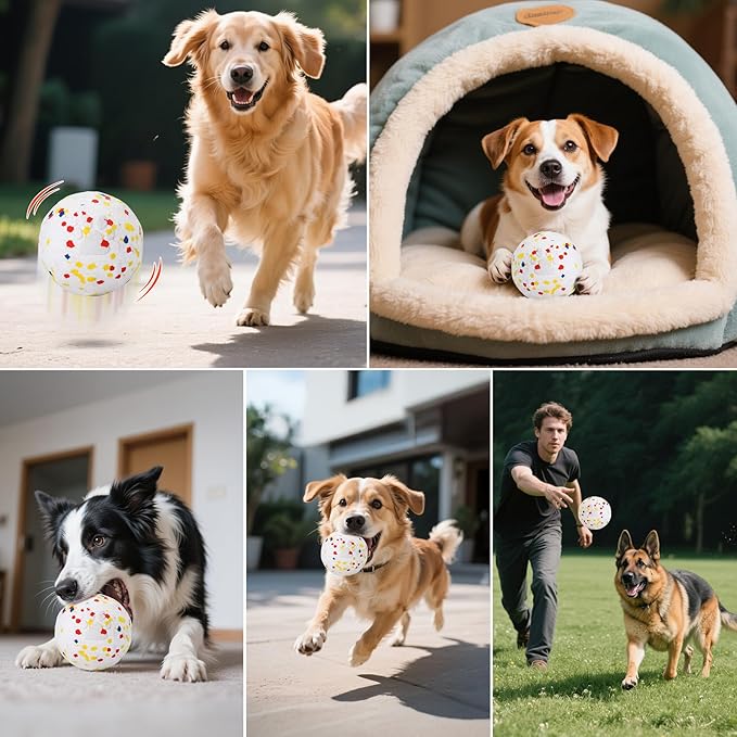 BABORUI E-TPU Interactive Dog Ball, Automatic Interactive Dog Toys for Aggressive Chewers, Rechargeable Indestructible Dogs Ball for Small/Medium/Large Dogs Indoor/Outdoor to Keep Them Busy
