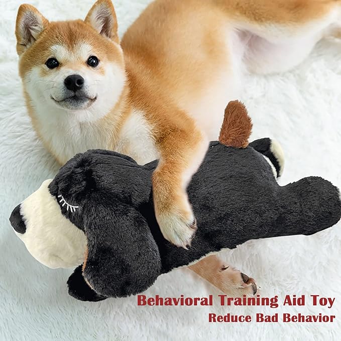 Heartbeat Puppy Toy, Puppy Sleep Aid Toy, Small Dog Training Toys for Separation Anxiety Relief, Pets Plush Toys for Dogs Cats (Black)