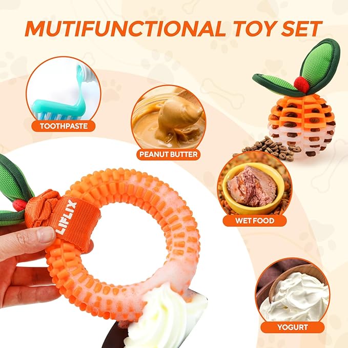 2-Pack Dog Teeth Cleaning Toys, Durable TPU Bite and Brush Dog Toys for Small and Medium Dogs, Dental Chew Toys for Puppy Teething