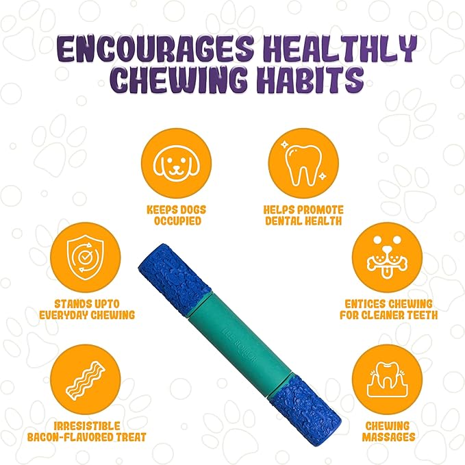 Indestructible Dog Chew Toy – Tough Rubber Stick for Aggressive Chewers, Safe & Treat-Fillable, Teething Toy for Large Breed & Puppies