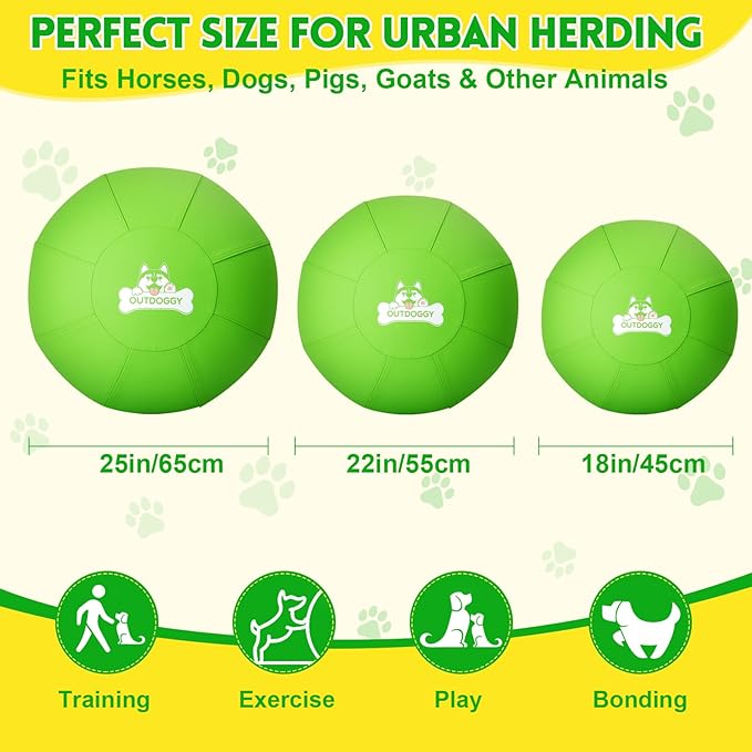 Herding Ball for Dogs 22 Inch - Dual-Layer Heavy Duty Herding Ball for Australian Shepherds, Border Collies & Cattle Dogs | Outdoor Herding Toy for Medium/Large Dogs - Backyard Training and Play-Green
