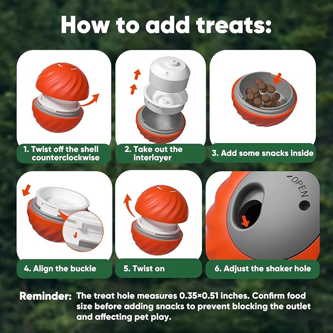 1Pcs Durable Treat Dispensing Dog Toys to Keep Them Busy,Interactive Dog Toys,Fruity Plush Covers,Dog Treat Ball,Motion Activated Moving Dog Toy for Small/Medium Dogs,USB Rechargeable,Orange