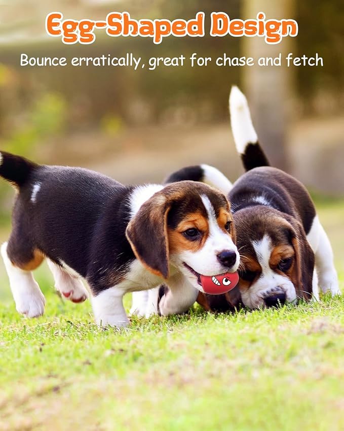 Squeaky Dog Toys, Soft Puppy Egg Balls, Funny Interactive Squeak Pet Chew Toy, [5 Pack] Fetch Play Balls Toy for Puppies Small Medium Breeds, 2.6"*1.8"