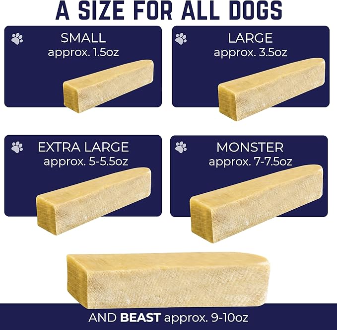 Devil Dog Pet Co. Himalayan Yak Cheese Dog Chews, Monster - 3 Pack, 100% Natural & Healthy, Lactose-Free, Long-Lasting Dog Treats, Premium Yak Milk Chew Bones for Dogs