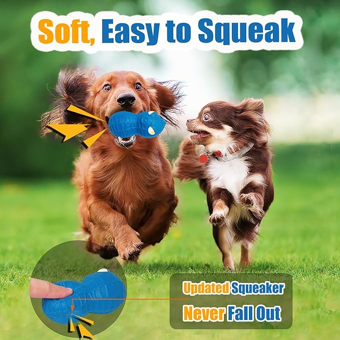 Squeaky Dog Toys for Small Dogs, Latex Dog Toys Squeaky, Puppy Squeaky Toys, Peanut Small Dog Squeaky Toys for Small Dog 3pcs - Mini,Small Breeds