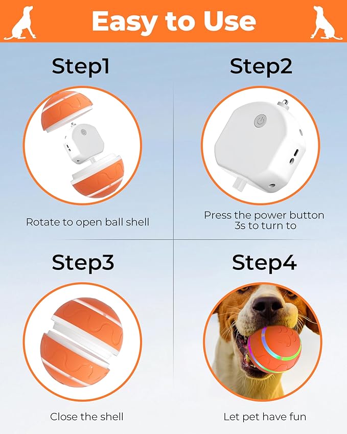 Interactive Rolling Dog Toys Dog Ball,[2025 Newly Upgraded] Durable Motion Activated Automatic Moving, Bouncing, Vibrating Pet Toys for Small/Medium/Large Dogs,USB Rechargeable, Waterproof