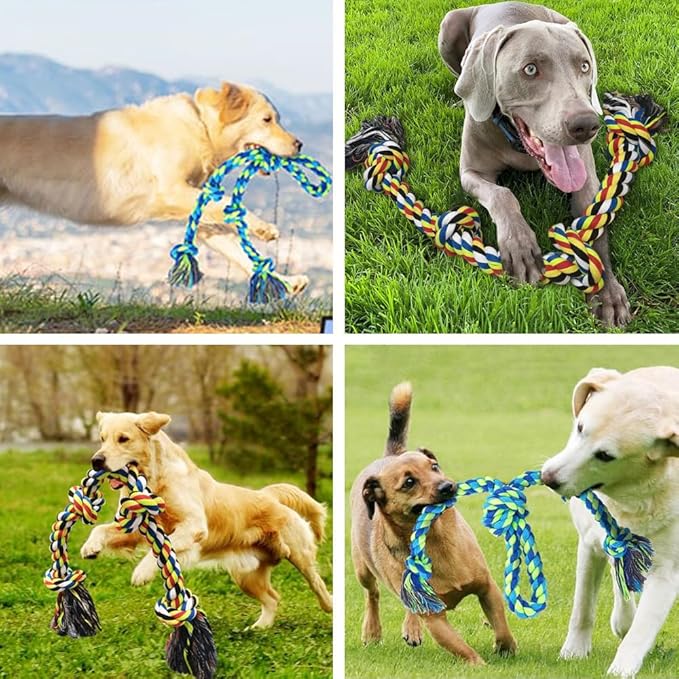 2 Pack Heavy Duty Dog Rope Toys for Medium to Large Breed Aggressive Chewers, Nearly Indestructible Chew Tug Rope, Interactive Toy for Boredom Teeth Cleaning