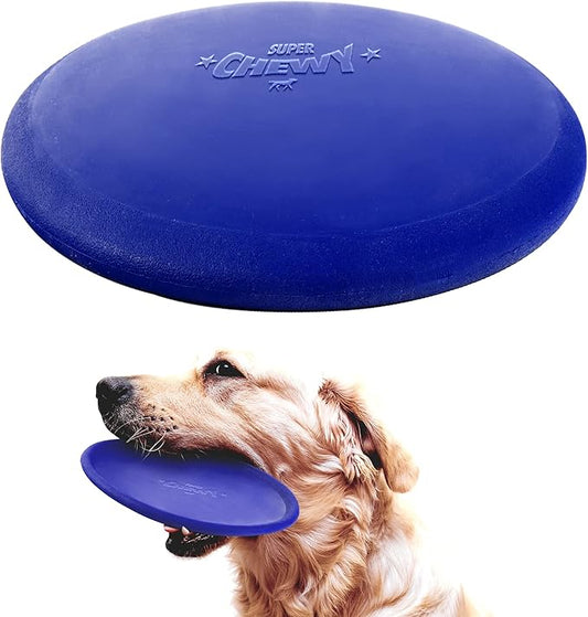 SuperChewy Tough Flying Disc Toy | Lifetime Replacement | Strong Natural Rubber | Great Dog Fetch Toys | Rubber Disc Toy for Dogs | Ultra Durable Chew Toys for Aggressive Chewers | for All Breeds