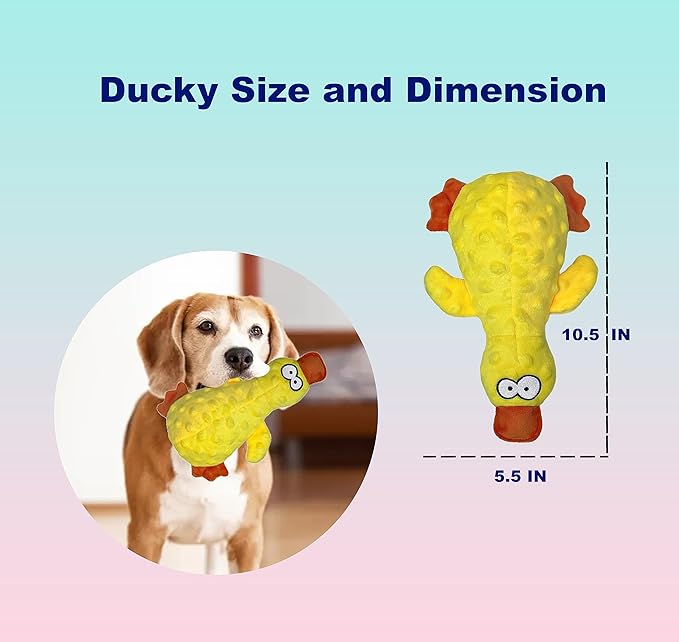 Squeaky Duck Dog Toy for Small, Medium and Large Dogs, Durable Interactive Dog Toys to Keep Them Busy, Soft Crinkle Plush Puppy Chew Toys Teething and Boredom (Mr. Ducky Yellow 1PC)