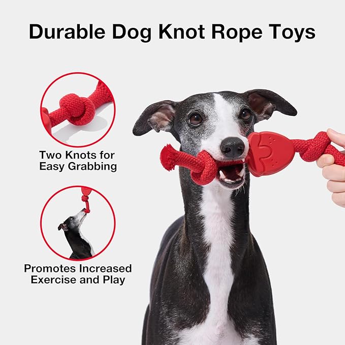 VETRESKA Dog Rope Toys Dental Cleaning Chew Toys Tug of War Dog Toy for Boredom Tough Rope Toy for Aggressive Chewers Puppy Chew Toys for Teething (Strawberry, Tangerine & Coffee)