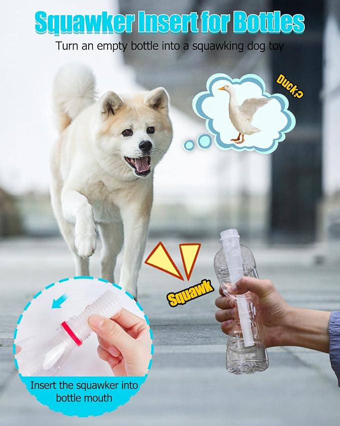SCHITEC Squeaker for Water Bottle, [6 Pack] Squawking Tube to Turn Plastic Bottles into Squeaky Dog Toys