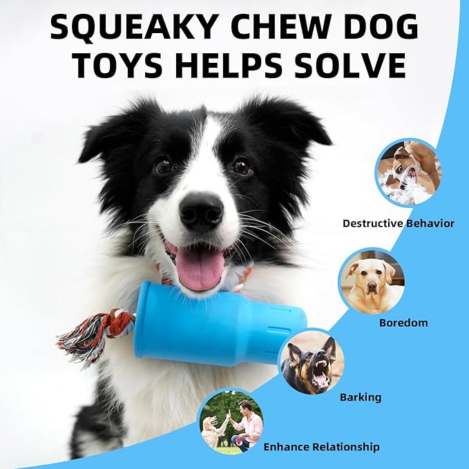 Dog Toys for Aggressive Chewers, Dog Squeaky Toys for Large Dogs, Durable Indestructible Tough Dog Chew Toys for Medium Dogs, Interactive Rubber Dog Toys to Keep Them Busy