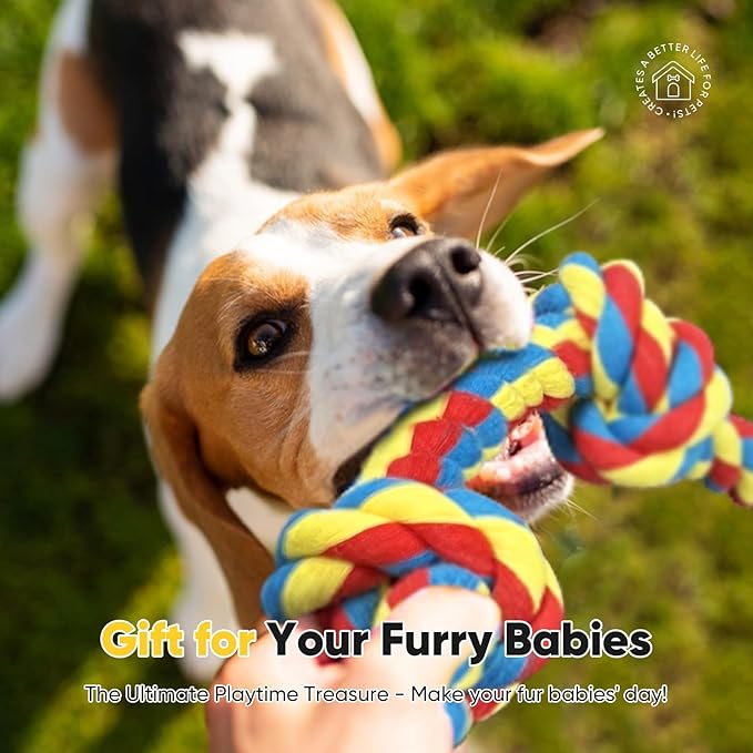 Petbobi Small Dog Rope Toy - 2 Pcs Tug of War Dog Rope, Durable Natural Cotton Pet Chew Toys for Teeth Cleaning, Interactive Puppy Teething Toys for Small Medium Pets