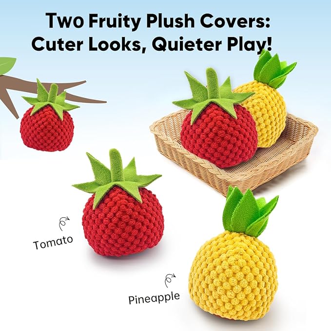 1Pcs Durable Treat Dispensing Dog Toys to Keep Them Busy,Interactive Dog Toys,Fruity Plush Covers,Dog Treat Ball,Motion Activated Moving Dog Toy for Small/Medium Dogs,USB Rechargeable,Orange