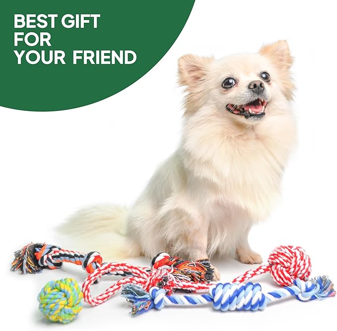 Dog Rope Toy 4 Pack - Puppy Teething Toys for Small Medium Breed - Indestructible Dog Chew Toys for Aggressive Chewers - Cotton Tug of War Dog Toys for Boredom, Teeth Clean