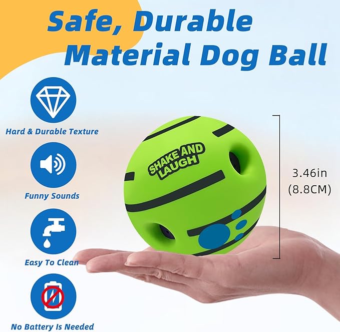 Dog Toys Ball, Interactive Dog Ball, Shaking with Gibbering Sound, for Training & Herding, M, 3.46 in (8.8 cm)