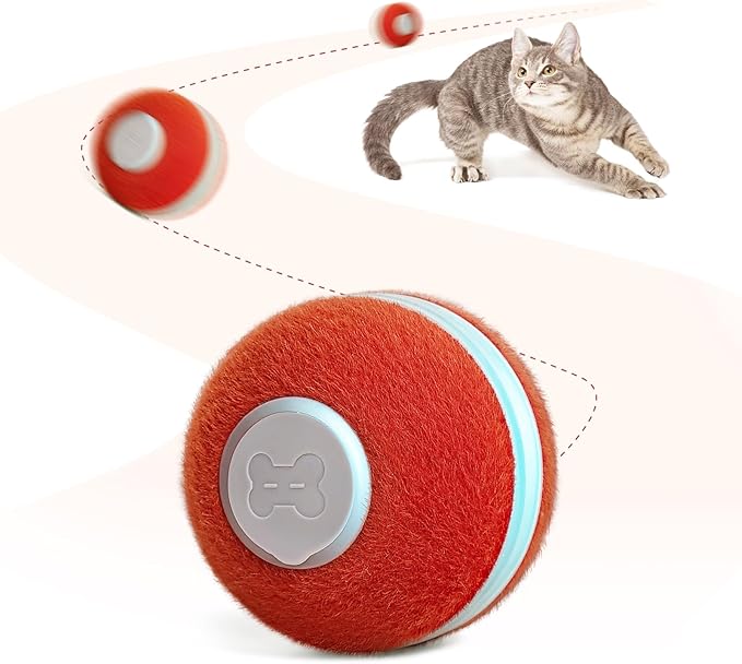 Cheerble Interactive Cat Toys for Indoor Cats, Automatic Cat Ball Toy for Bored Indoor Cats, Electric Kitten Toys with Light, Moving Stimulating Cat Toys,Red