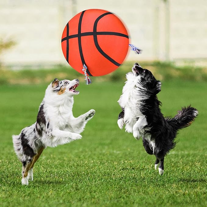 25" Herding Ball for Dogs, Upgrade & Reinforce Medium to Large Dog Training Toys for Australian Shepherd, Horse Balls with Gnawing Knots, Dog Jolly Ball for Outdoor Play (Orange)