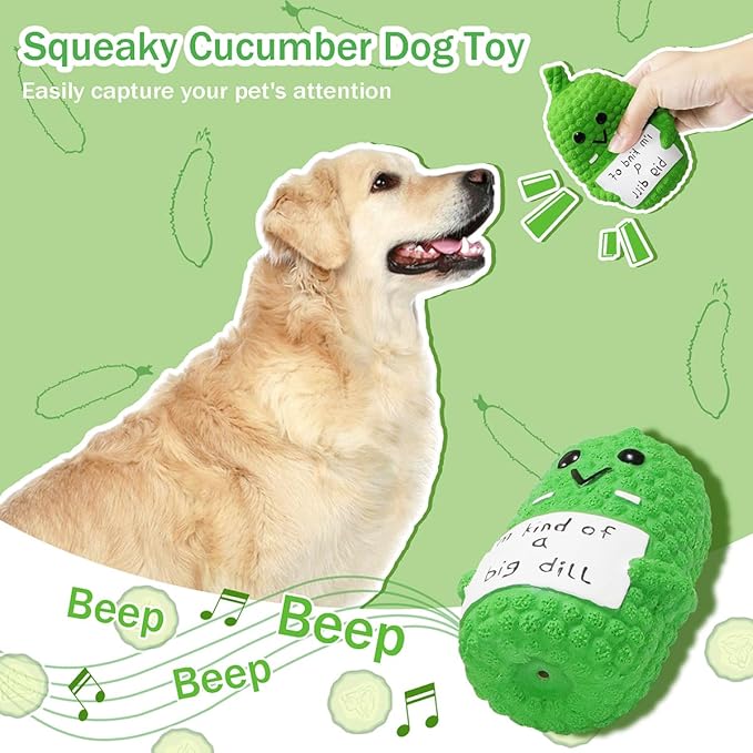 Pickle Squeaky Dog Toys, Novelty Funny Latex Chew Dog Toys for Teething Puppies, Mild Chewing Small, Medium, Large Dogs, Pet Dogs Supplies Newborn Puppy Gift