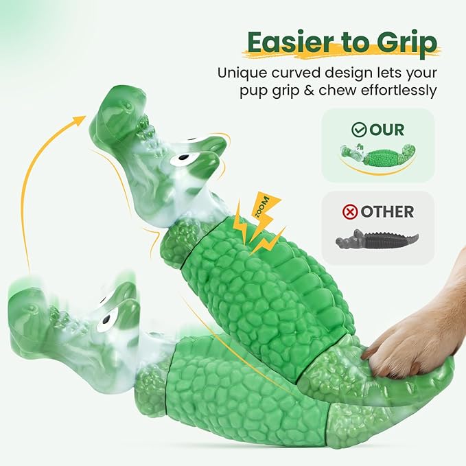 HGB Dog Chew Toys for Aggressive Chewers, Squeaky Indestructible Dog Toy to Keep Them Busy & Reduce Boredom for Medium, Large Breed, Peanut Flavor