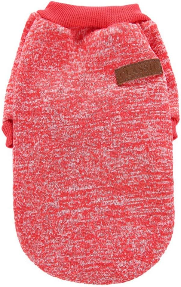 Jecikelon Dog Clothes Dogs Sweater Soft Puppies Clothing Winter Puppy Sweaters Warm Outfit for Dogs Small XXS XS Cat Apparel (Red, M)
