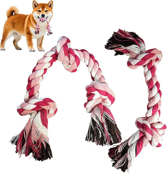 2-Pack Dog Rope Toy Durable Cotton Dog Chew Toys for Aggressive Chewers Interactive Tug of War and Teeth Cleaning for Small to Medium Breed Pets(Pink, Medium)